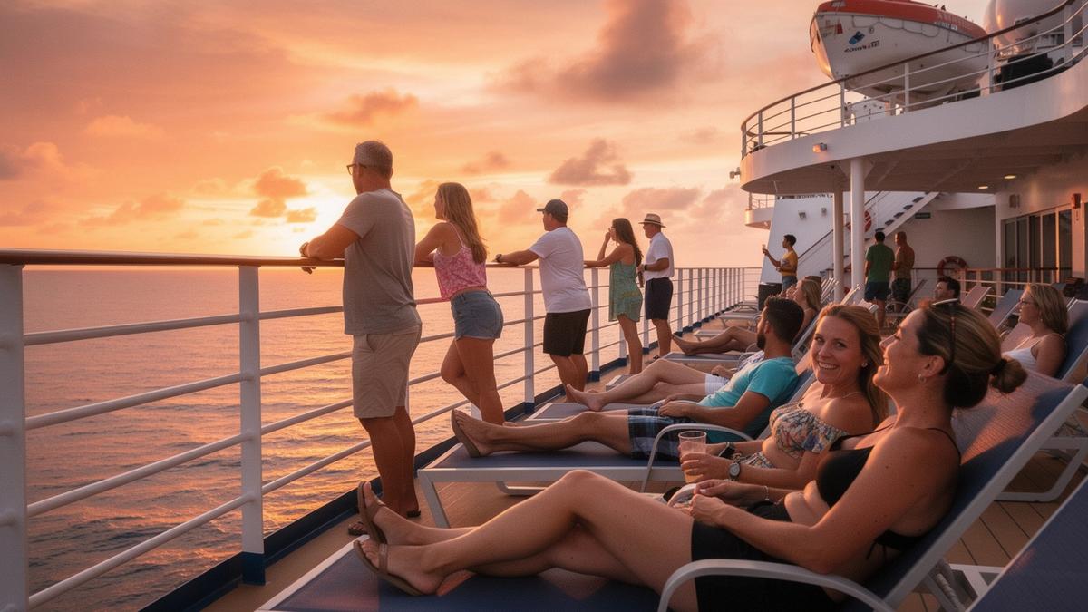 People on a cruise deck enjoying the view